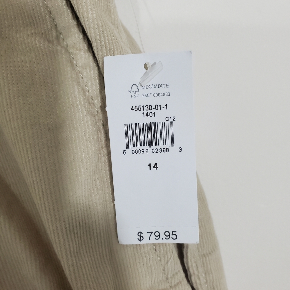 Gap High Rise Pleated Taper Corduroy Pants Cobblestone Beige NWT Size 14 Casual - Picture 4 of 9